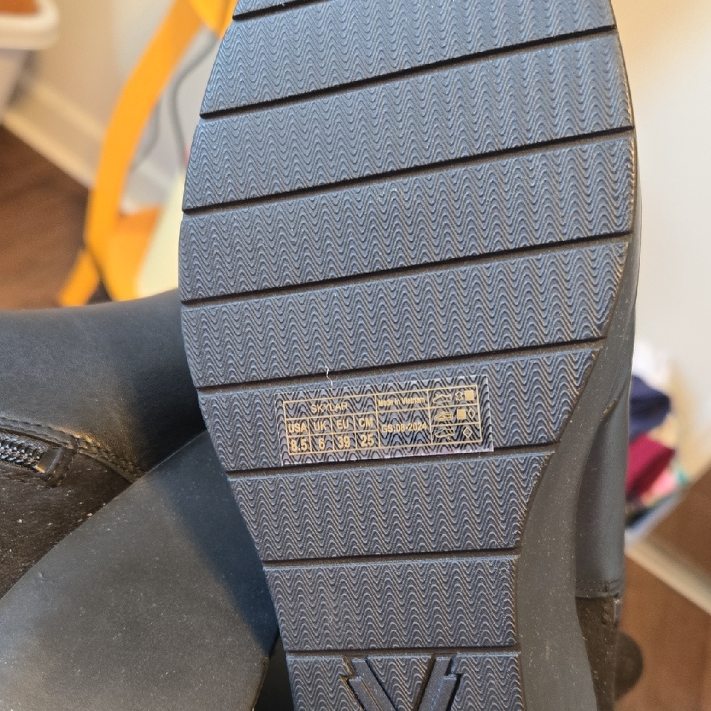 Vionic Black Leather & Suede Wedge Ankle Booties - Picture 7 of 7